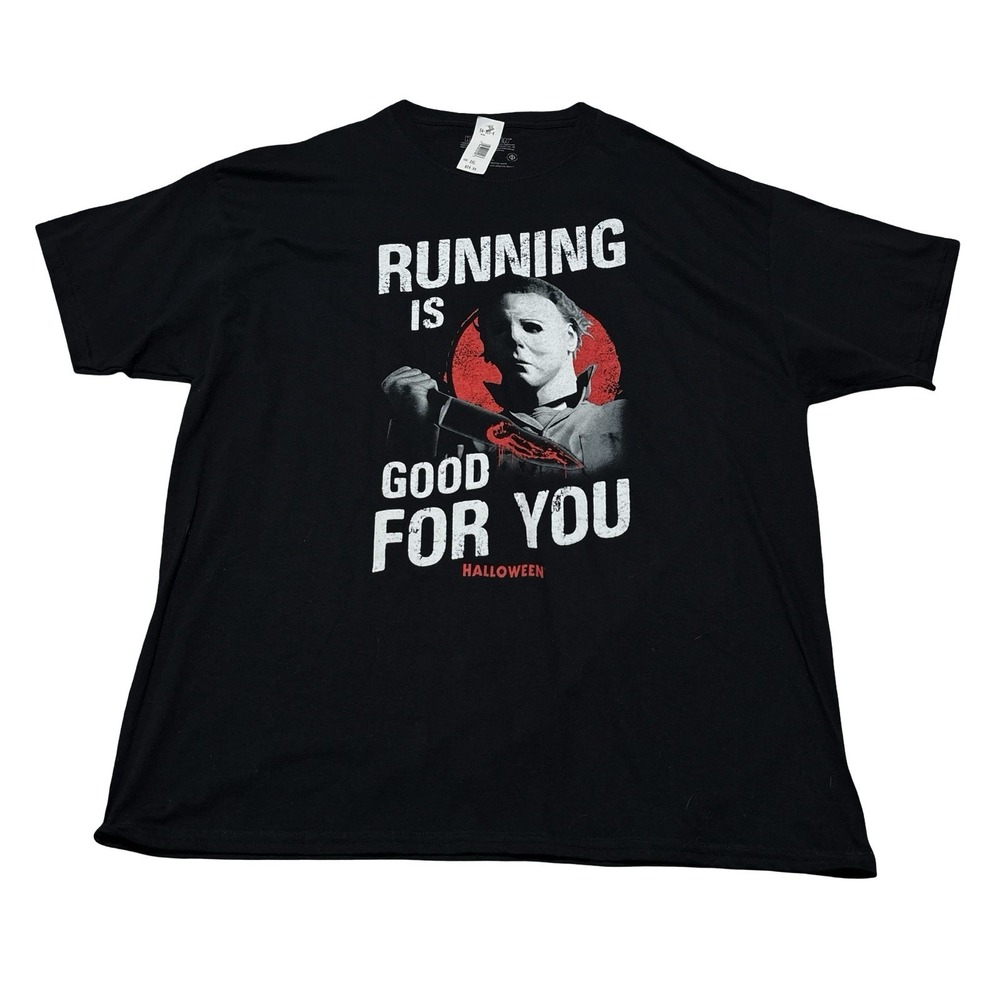 NWT HALLOWEEN MICHAEL MYERS "Running Is Good For You" T Shirt Size 2XL 24 x 31